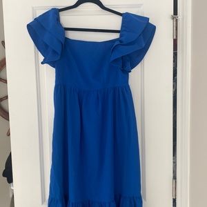 Blue puff sleeve maxi dress